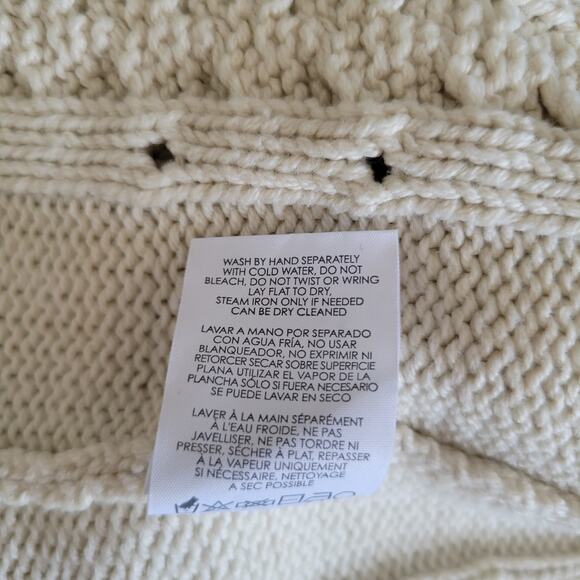 CAbi Cable Knit Sweater Cream Lace Up Mixed Media Cotton 3157 Women XS - Picture 13 of 13